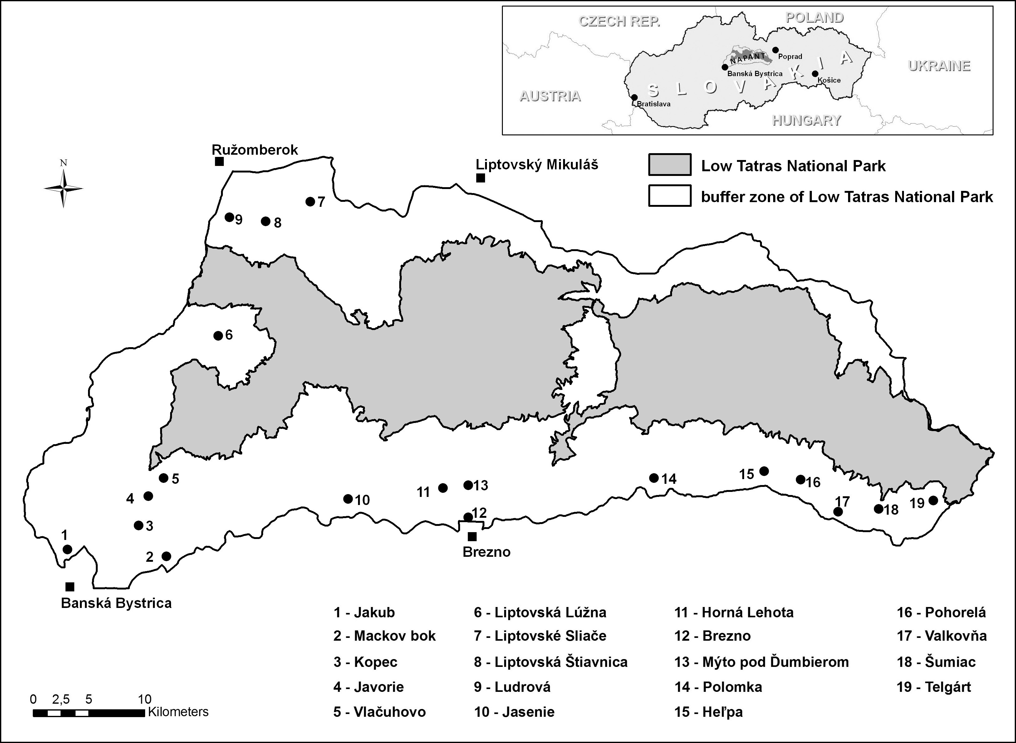 Fig. 1. Localization of stands in the study area.